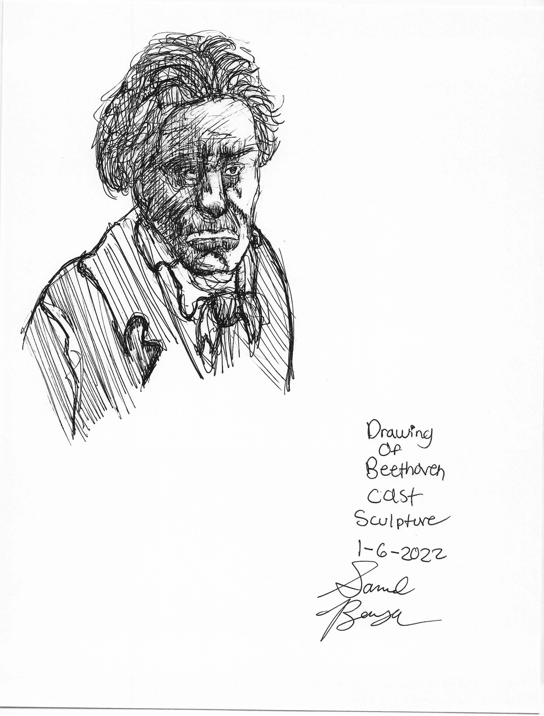 Drawing Of Beethoven Cast Sculpture (01-06-2022)